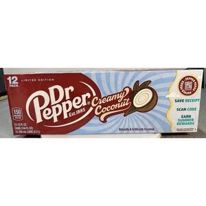 Limited Edition Dr Pepper Creamy Coconut 12 Pack cans Soda Pop Expires Jan 2026